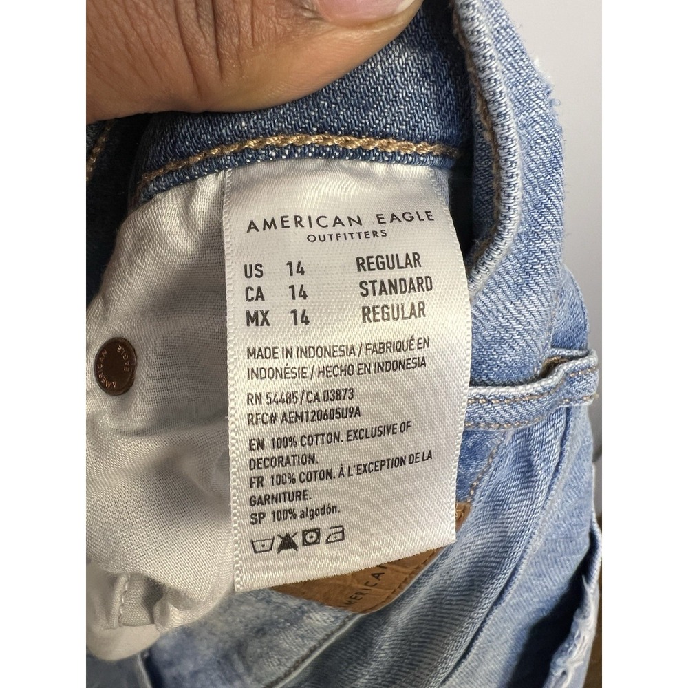 American Eagle Baggy Jeans 33x30 Women 14 Light Wash Cotton - Picture 6 of 8